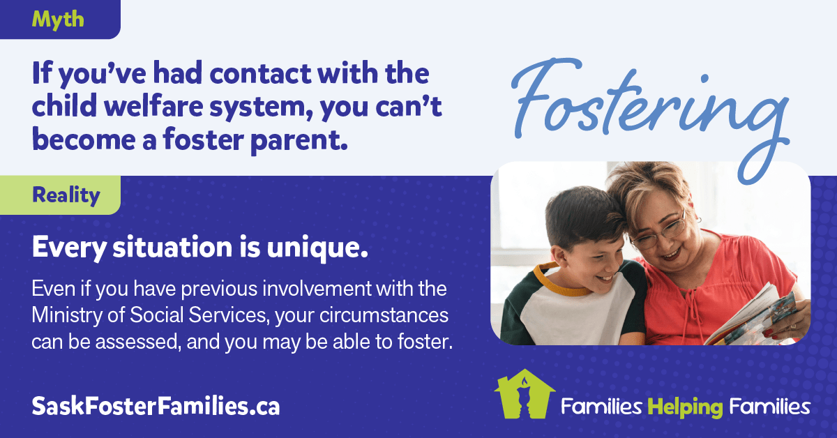 Fostering Myth vs Reality - Myth: Foster families can't have two working parents. Reality: Yes you can! If you have a desire and devotion to foster, we'll help find a foster child placement appropriate for your work situation. Consider fostering.